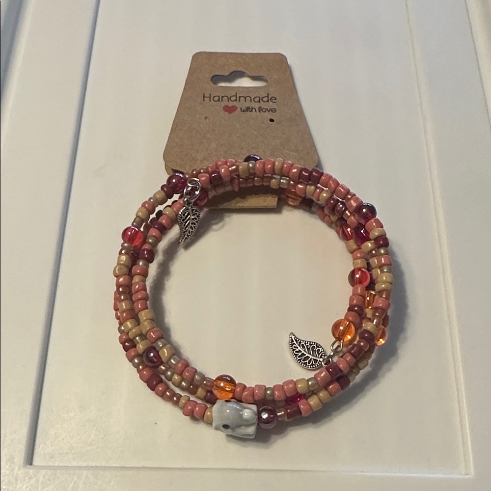 Handmade Multicolor Beaded Bracelet with Silver Charms